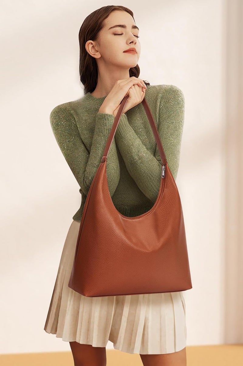 KALIDI Casual Tote Bag Vegan Leather Hobo Zipper Work Bag Weekender Shoulder for Women Shoulder Travel Purse - Image 5